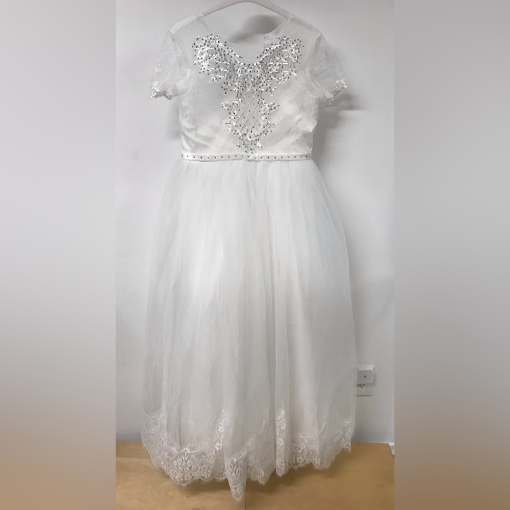 Big Girls short sleeves graduation Church Easter Party Wedding Flower Girl Dress